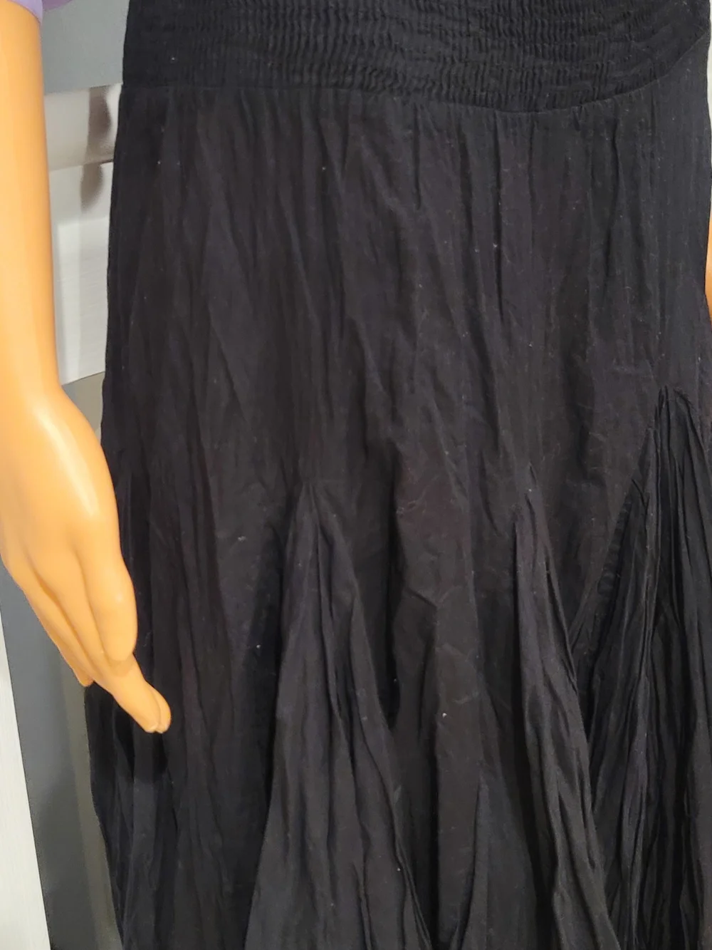 Grace Elements Black Midi Skirt with Smocked Waist,  Size S/M 100%cotton - Picture 4 of 5